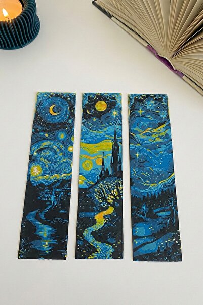 Good To Glow Vincent van Gogh Kabartmalı Yıldızlı Gece Temalı Kitap Ayracı Se...