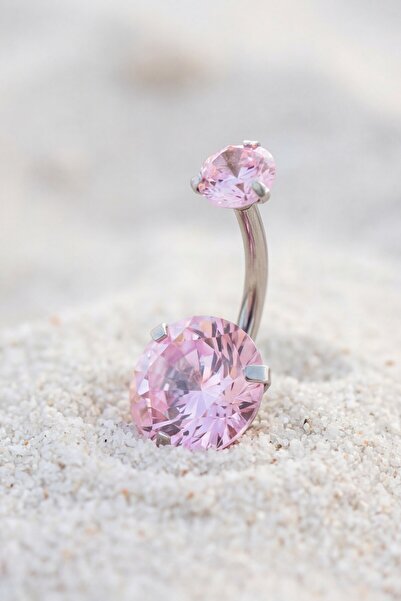 FerizZ 316L Çelik Pembe Zirkon Taşlı Piercing  PRC-207