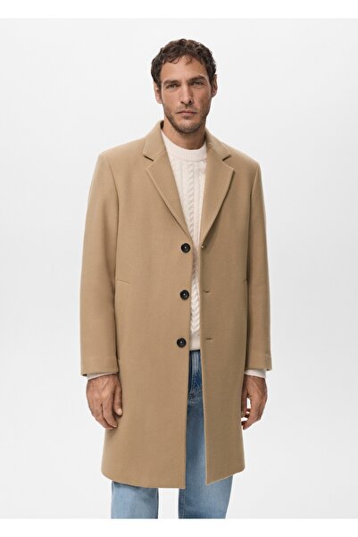 MANGO Man Klapalı Manteco yün palto