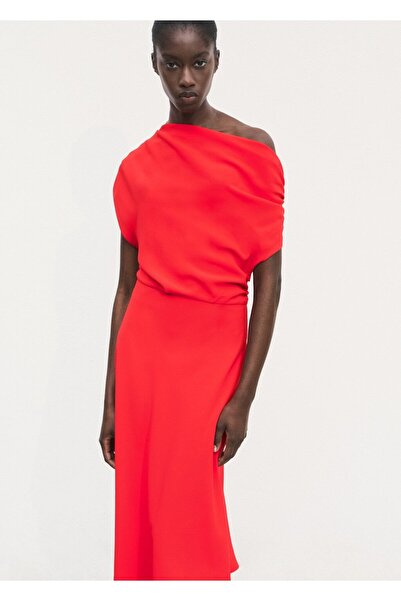 MANGO Woman Asimetrik midi elbise