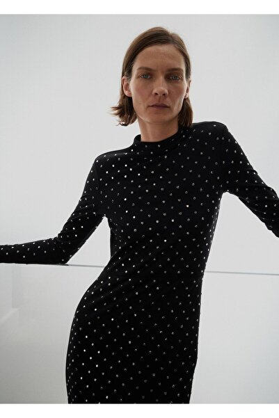 MANGO Woman Kristal detaylı sırtı açık elbise