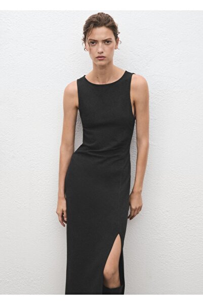 MANGO Woman Cut-out detaylı volanlı elbise