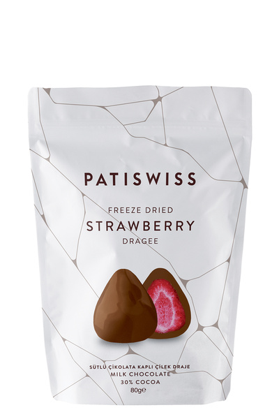 Patiswiss Sütlü Çikolatalı Çilek Draje, 80g
