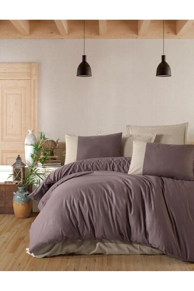 Clasy Butik Serisi Çift Kişilik Nevresim Takımı Pure V2 Kahve