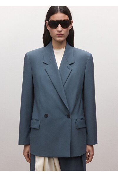 MANGO Woman Yün karışımlı kumaş blazer ceket