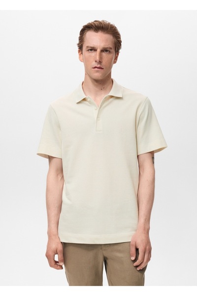 MANGO Man İnce çizgi dokumalı polo