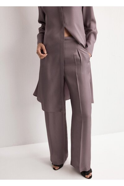 MANGO Woman Düz kesim orta belli pantolon