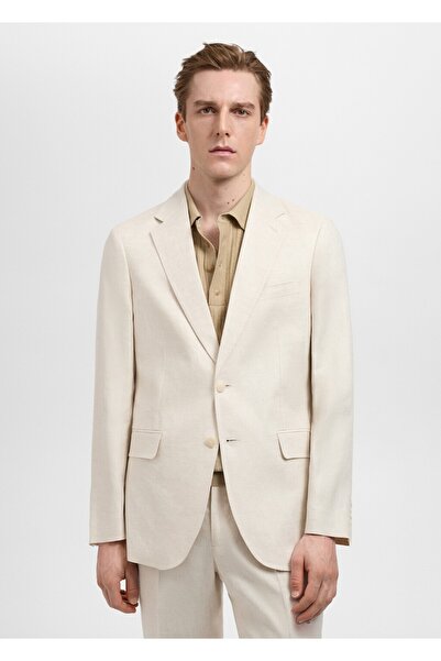 MANGO Man Amerikan takım elbise %100 keten slim fit