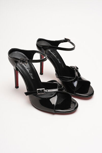 Ayakkabı Ateşi Γυναικεία παπούτσια με τακούνι με διπλό λουράκι Liona Μαύρο λο...