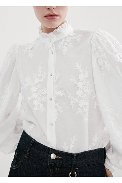 MANGO Woman Çiçek işlemeli bluz
