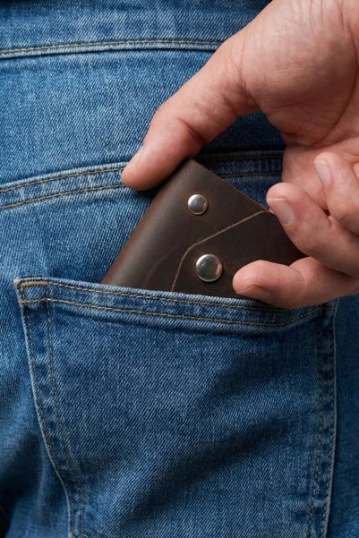 luvo Real Leather Handmade Genuine Leather Card Holder Minimalist Premium Velvet Genuine Leather Compact Card Holder