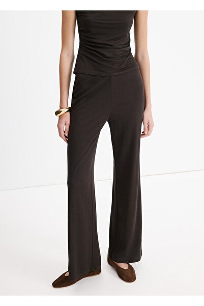 MANGO Woman Beli bağcıklı düz kesim pantolon