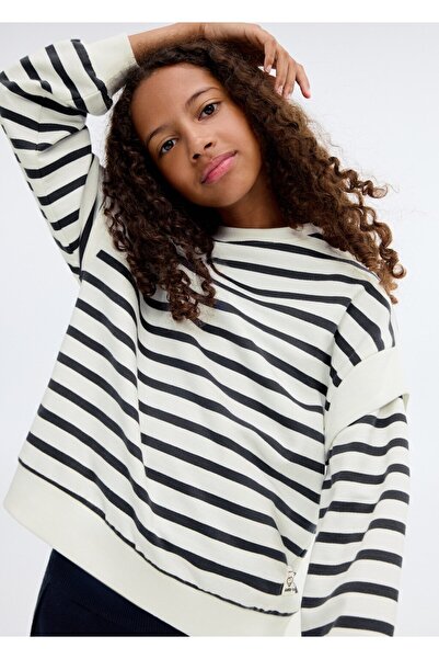 MANGO Kids Çizgili koton sweatshirt