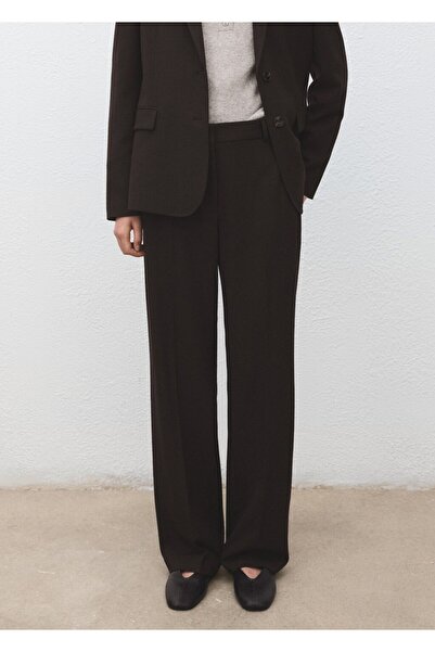 MANGO Woman Düz kesim kumaş pantolon