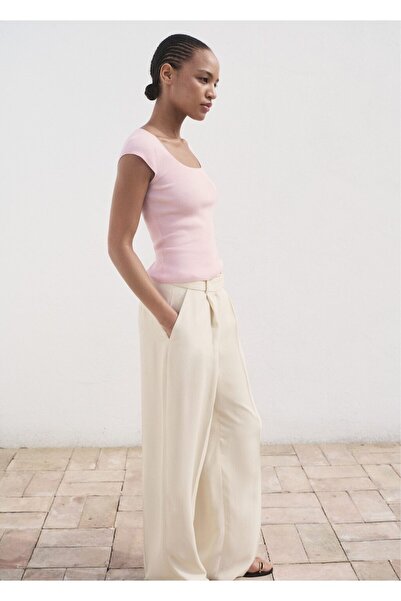 MANGO Woman Kısa kollu ribana kazak