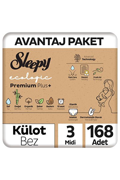 Sleepy Ecologic Premium Plus Avantajlı Paket Külot Bez 3 Numara Midi 168 Adet