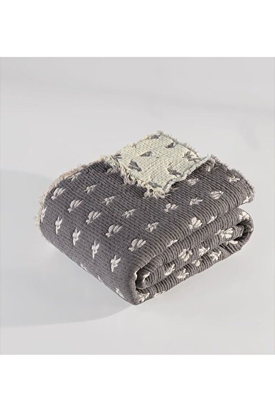 Peshtemalsan 9 KATLI %100 PAMUK MÜSLİN YORGAN YATAK ÖRTÜSÜ ANTRASİT