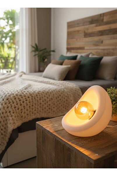 Storizaa Modern Concrete Textured Lampshade |   Organic Oval Night Lamp (Desk...