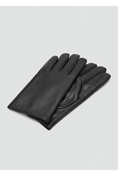 MANGO Man Dikiş detaylı %100 deri eldiven