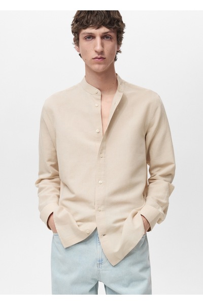 MANGO Man Hakim yaka keten gömlek