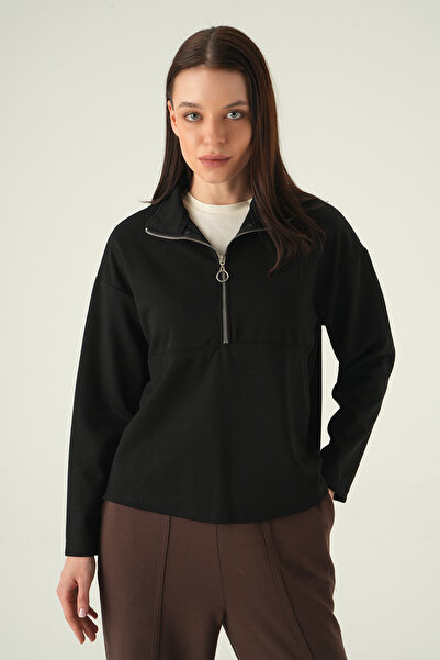 Rays 8249A Hanorac cu jumătate de fermoar negru