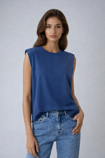 poupee Vatkalı Kolsuz Penye Kadın Bluz, Kolsuz T-shirt, Kadın T-shirt, Vatkal...