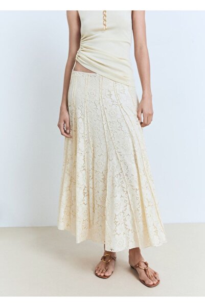 MANGO Woman Dantel uzun etek