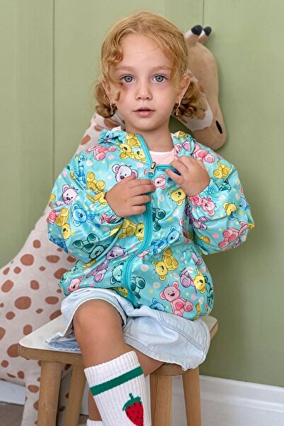 Breeze Pelernă de ploaie pentru fetiță cu model de ursuleț drăguț 1-5 ani, ve...