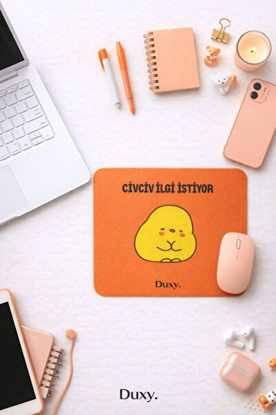Duxy Esprili Desenli Mouse Pad, 23x19 cm, Kaymaz Taban, Ev, Ofis ve Oyun için...