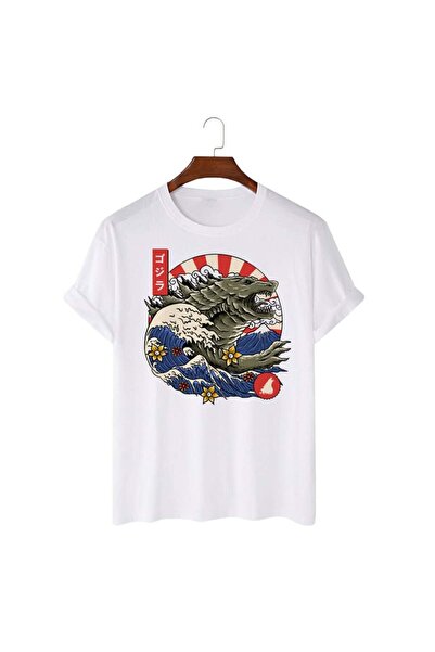 Kartier Tricou Unisex Alb Great Wave Monster