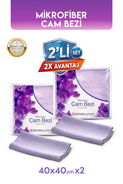 BioBellinda Özel Kumaşlı Süper Mikrofiber Cam Bezi (40X40 Cm) (2Lİ SET)