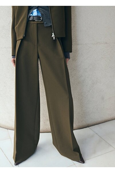 MANGO Woman Kemerli düz kesim pantolon