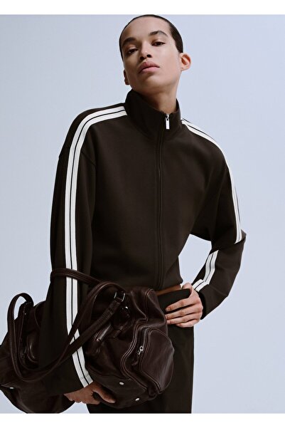 MANGO Woman Kontrast çizgili sweatshirt