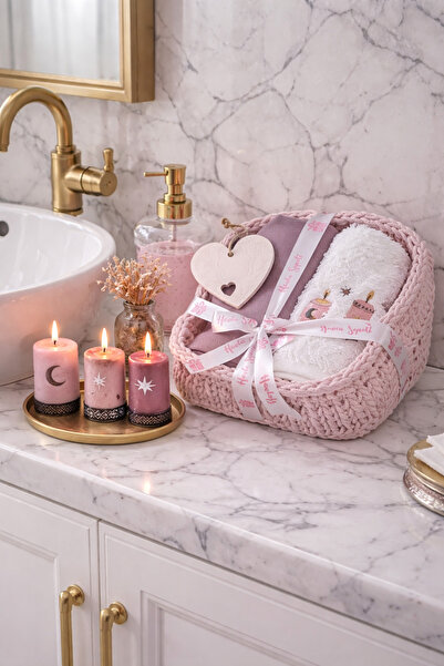 hs havlu sepeti Candles Havlu ve Kurulama Bezi Seti – El Emeği Sepetli Kokulu...