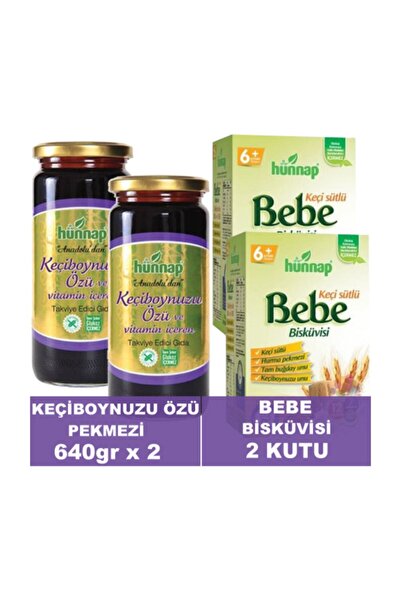 Hünnap Bebe Bisküvisi Keçi Sütlü 400gr X 2 Adet + Keçiboynuzu Özü Pekmezi 640...