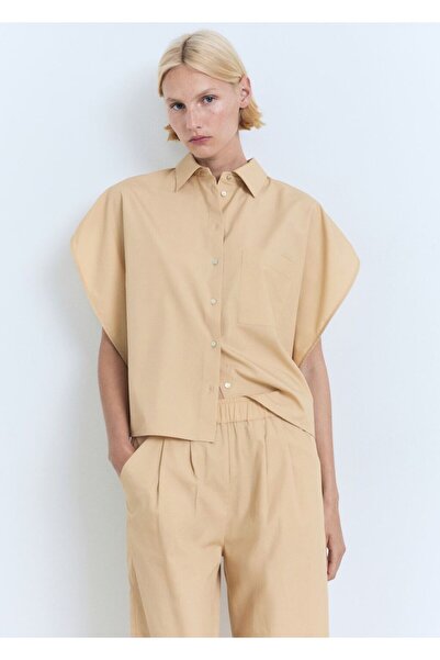 MANGO Woman Kısa kollu oversize gömlek