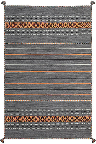 MYHOME HALI Trb-03 Iskandinav Pamuk Kilim El Dokuma Koyu Gri