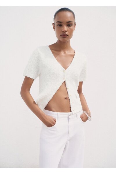 MANGO Woman Kısa kollu bouclé ceket