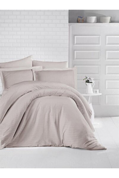 Clasy Комплект калъфи за завивка с райета и сатен, двоен камък