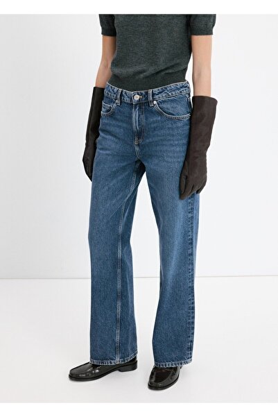 MANGO Woman Düz kesim düşük bel jean