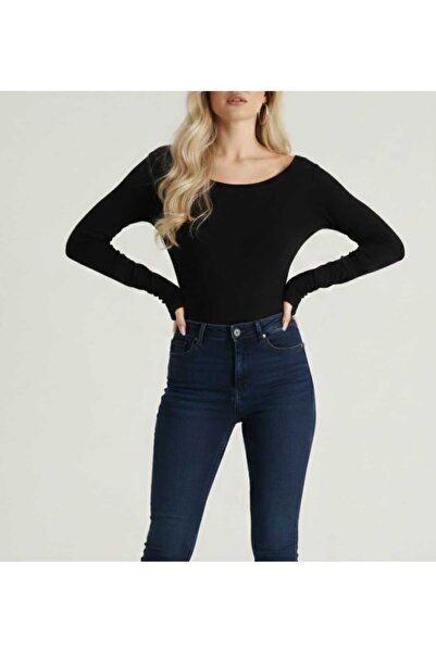 unbranded İresia Kadın Kayık Yaka Bluz Siyah