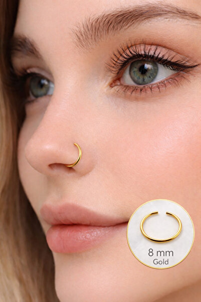 Sacce Scarves&Accessories 8 Mm 316 L Çelik Düz Halka Model Hızma Gold Renk