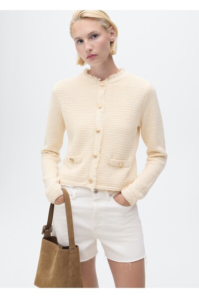 MANGO Woman Püskül detaylı triko hırka