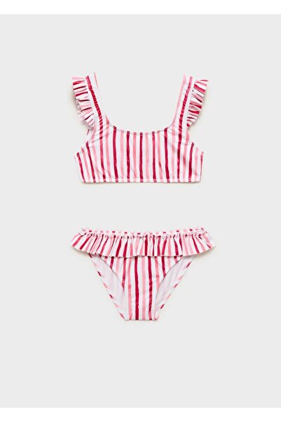 MANGO Kids Çizgili fırfırlı bikini