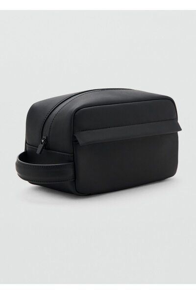 MANGO Man Fermuarlı pürtüklü kozmetik çantası