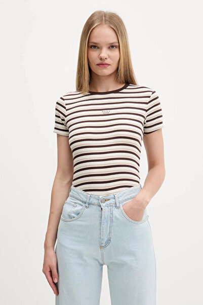 Guess Γυναικείο πολύχρωμο μπλουζάκι με ριγέ λαιμόκοψη W5BP52KA0H1-S19F