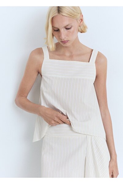 MANGO Woman Çizgili askılı bluz
