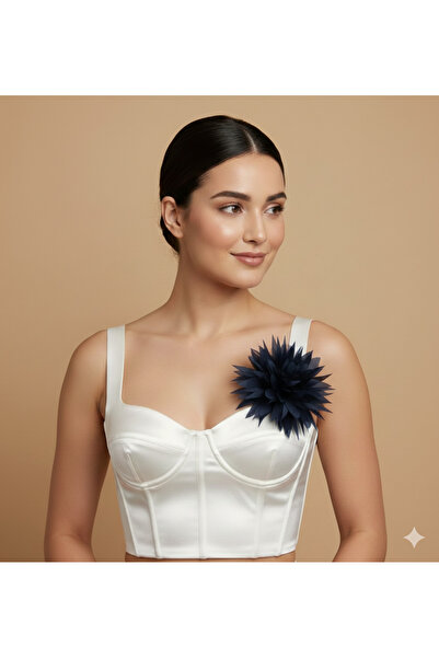 lemidor Siyah Kumaş Büyük Çiçek Aksesuar - Broş ve İğneli Abiye Aksesuar