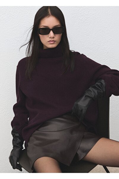 MANGO Woman Deri görünümlü pantolon etek