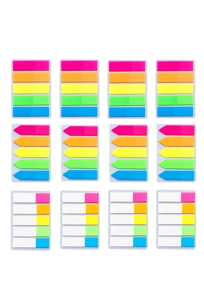 Choice bright colors 1200pcs PET Bright Color Index Sticker Tabs, Translucent...